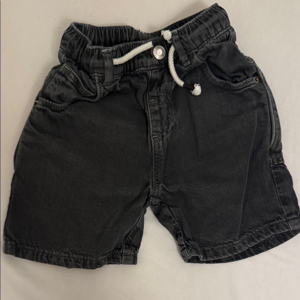 Zara Toddler Boy Black Denim Drawstring Casual Shorts